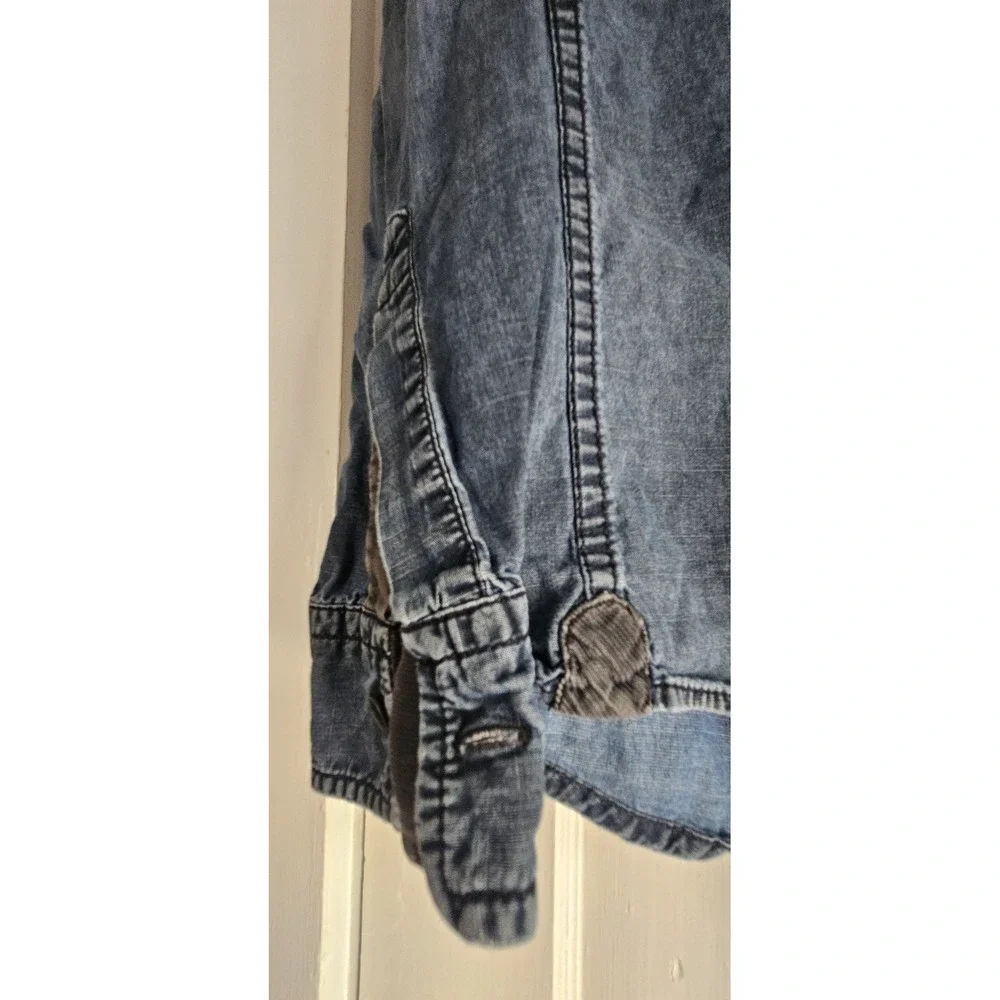 KILLER JEANS dark wash button up denim shirt dual‎ chest pockets Mens M